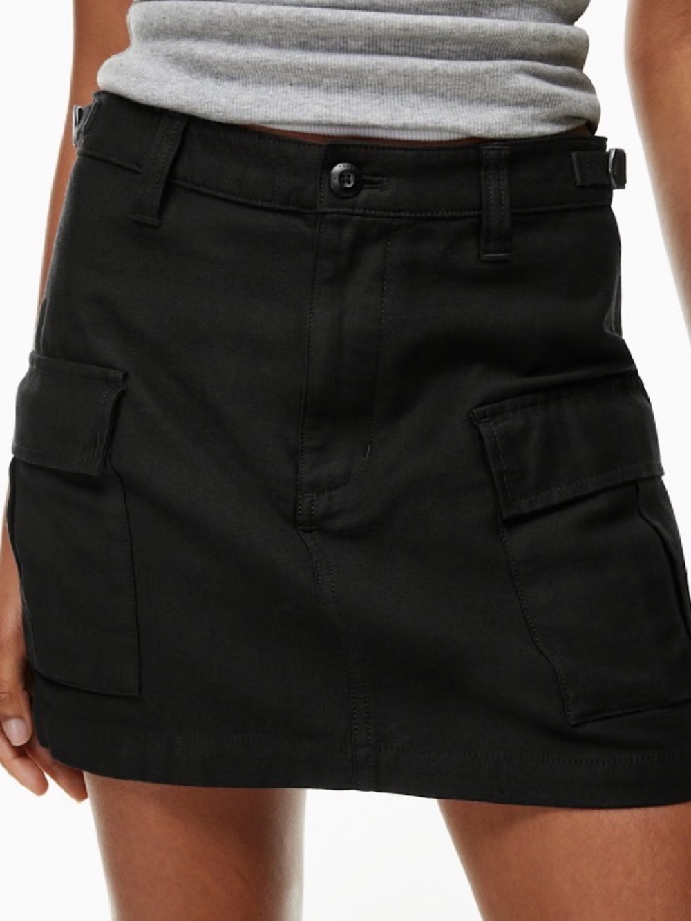 Black Cargo Mini Skirt